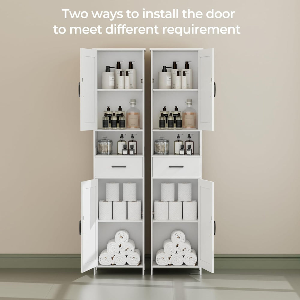 Homhedy 67" H Tall Bathroom Storage Cabinet with 2 Barn Doors and 1 Draw...