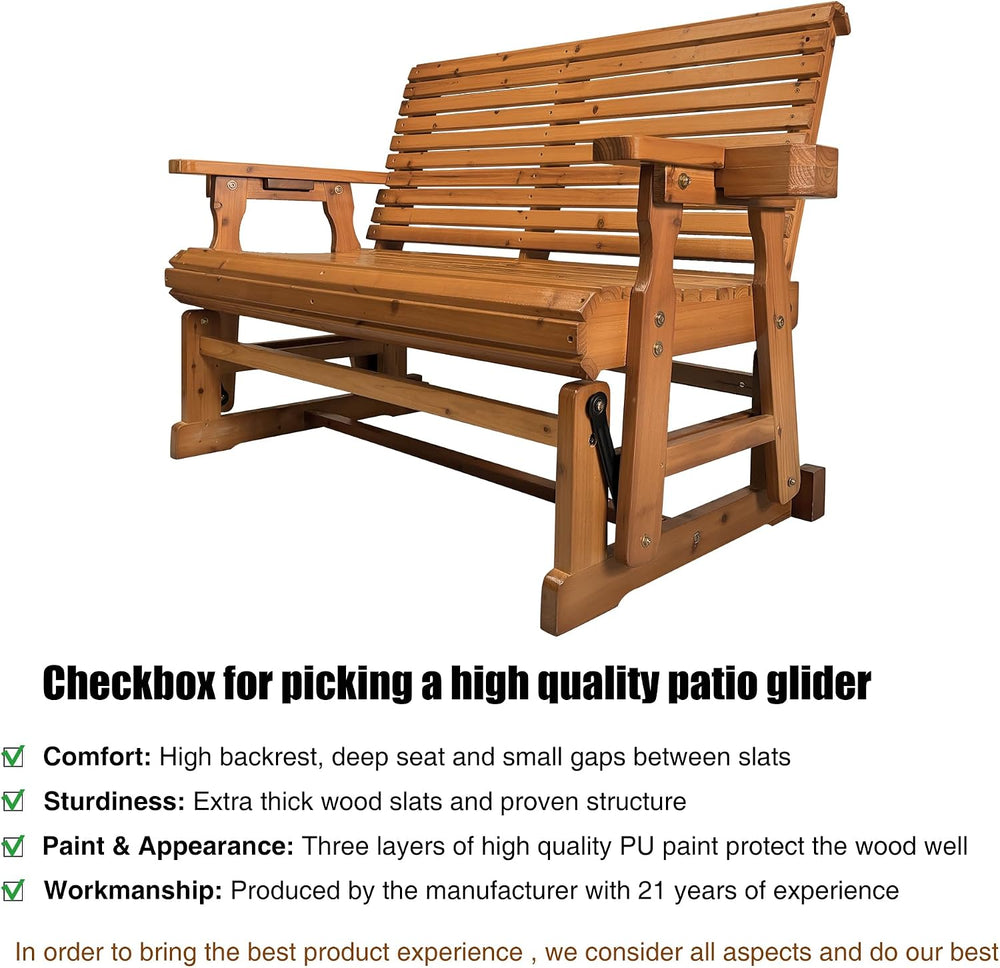 Fortune Candy Patio Glider with Cup Holders, High Roll Back and Deep Contoure...