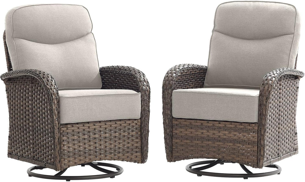 Luxury Outdoor Swivel Rocker Patio Chairs with 6-Inch Smile Cushions - Set of...