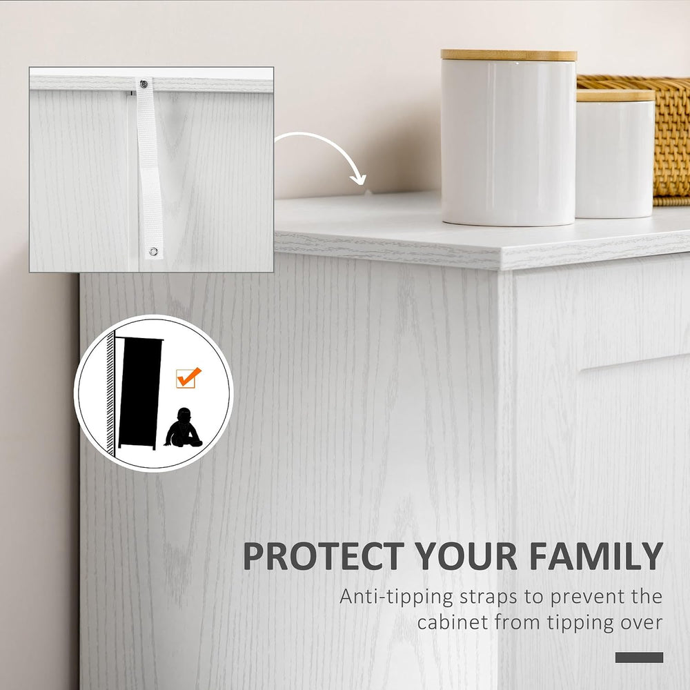 Modern Pantry Storage Cabinet, Freestanding Kitchen Cupboard with 2 Doors, Ad...