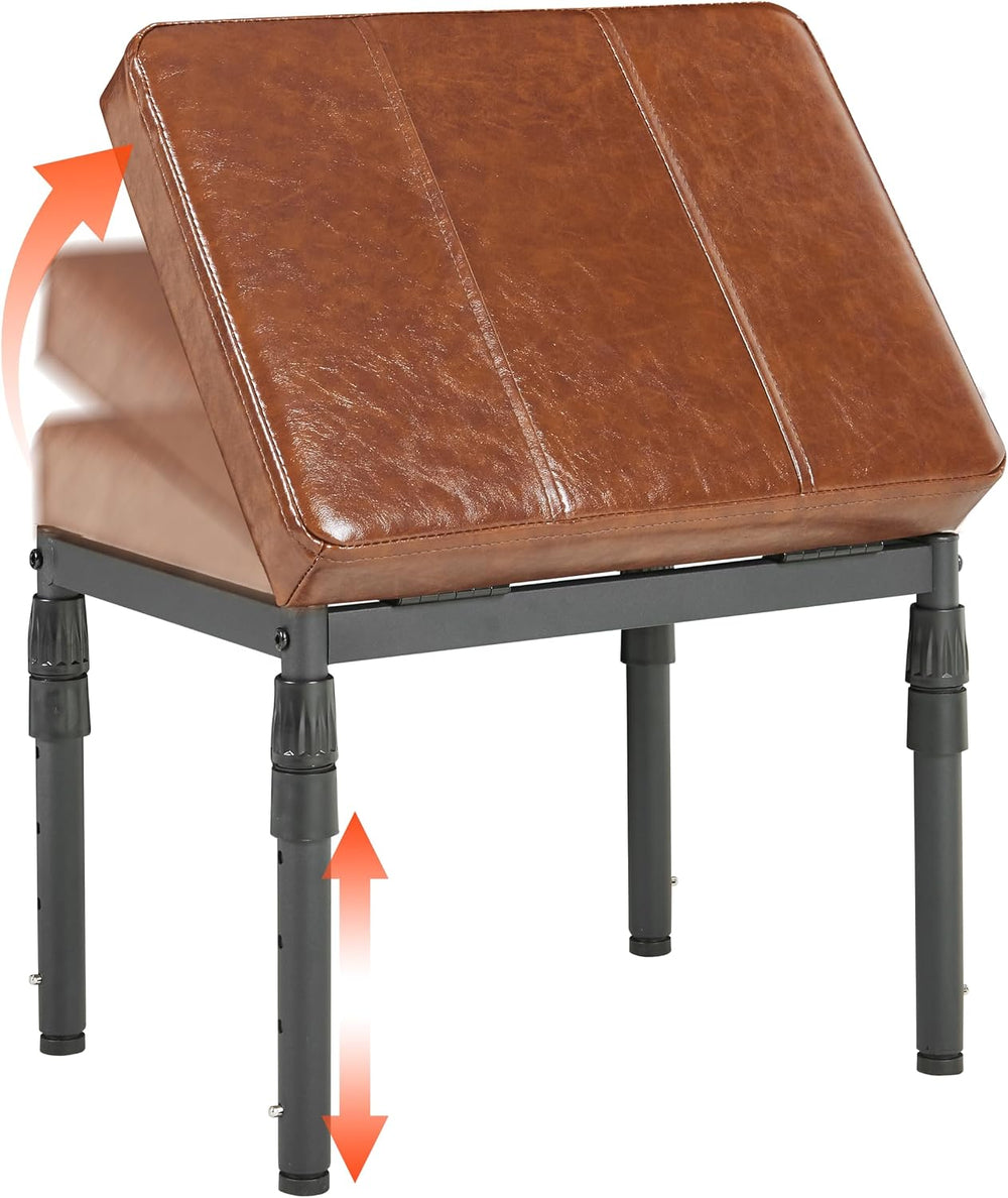 TIOPGHAD Adjustable Ottoman Pouf, 60 Degree Tilt, Brown Synthetic Leather | 4...