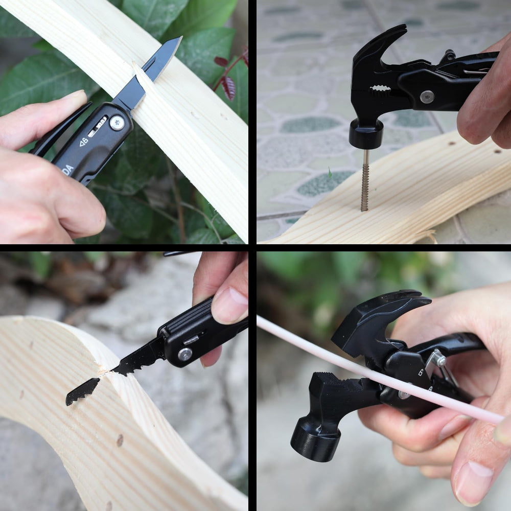 Gifts for men,Multitool Hammer 15 in 1 Camping Accessories Survival Gear, Sto...