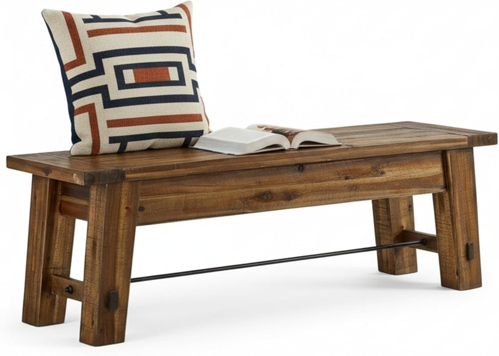 Alaterre Durango Rustic Industrial Solid Wood Entryway Bench, Natural, 60” | ...