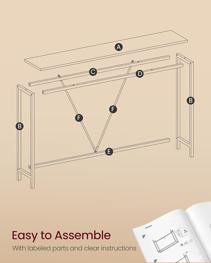 VASAGLE Console Sofa Table, Narrow Entryway Table, for Living Room, Bedroom, ...