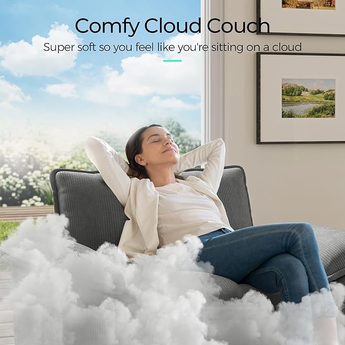 LINSY HOME Cloud Sofa Accent Chair with Ottoman Chaise Lounge Chair Indoor, C...