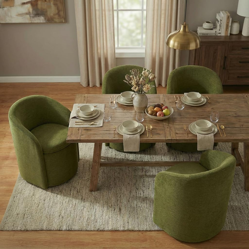 KISLOT Upholstered Dining Chairs with Casters, No Assembly Rolling Modern Din...
