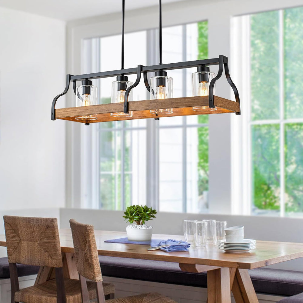 31.5" Farmhouse Chandeliers for Dining Room, Black Kitchen Island Lighting