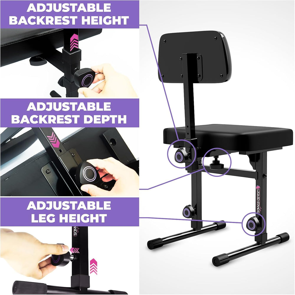 Liquid Stands Piano Bench Adjustable Stool – Music Keyboard Bench with Backre...