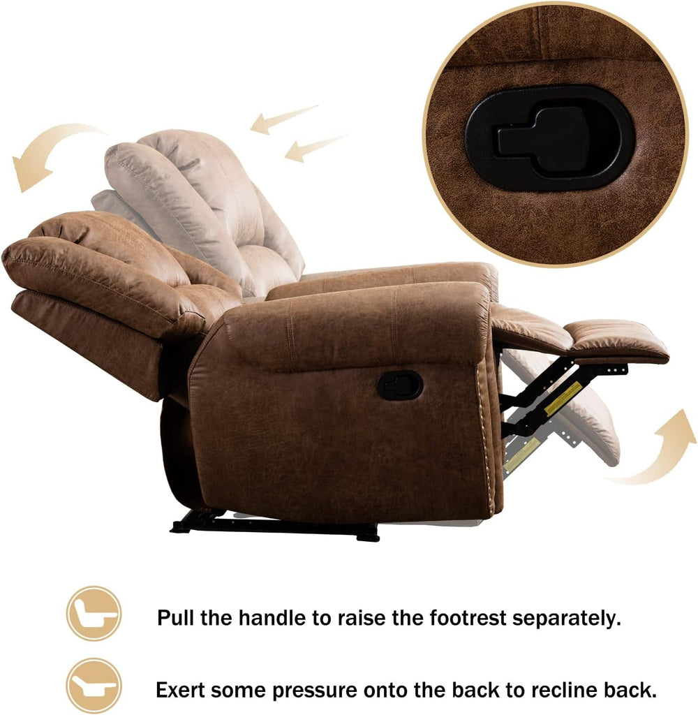 CANMOV Leather Recliner Chair, Classic and Traditional Manual Recliner Chair ...