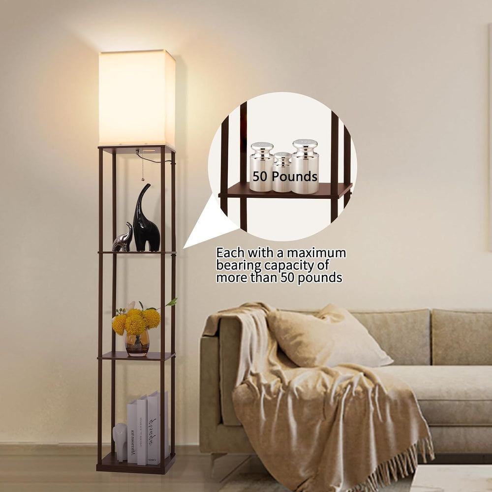 Gupuzm Floor Lamp with Shelves, Modern Square Standing Lamp with 3 Color Temp...
