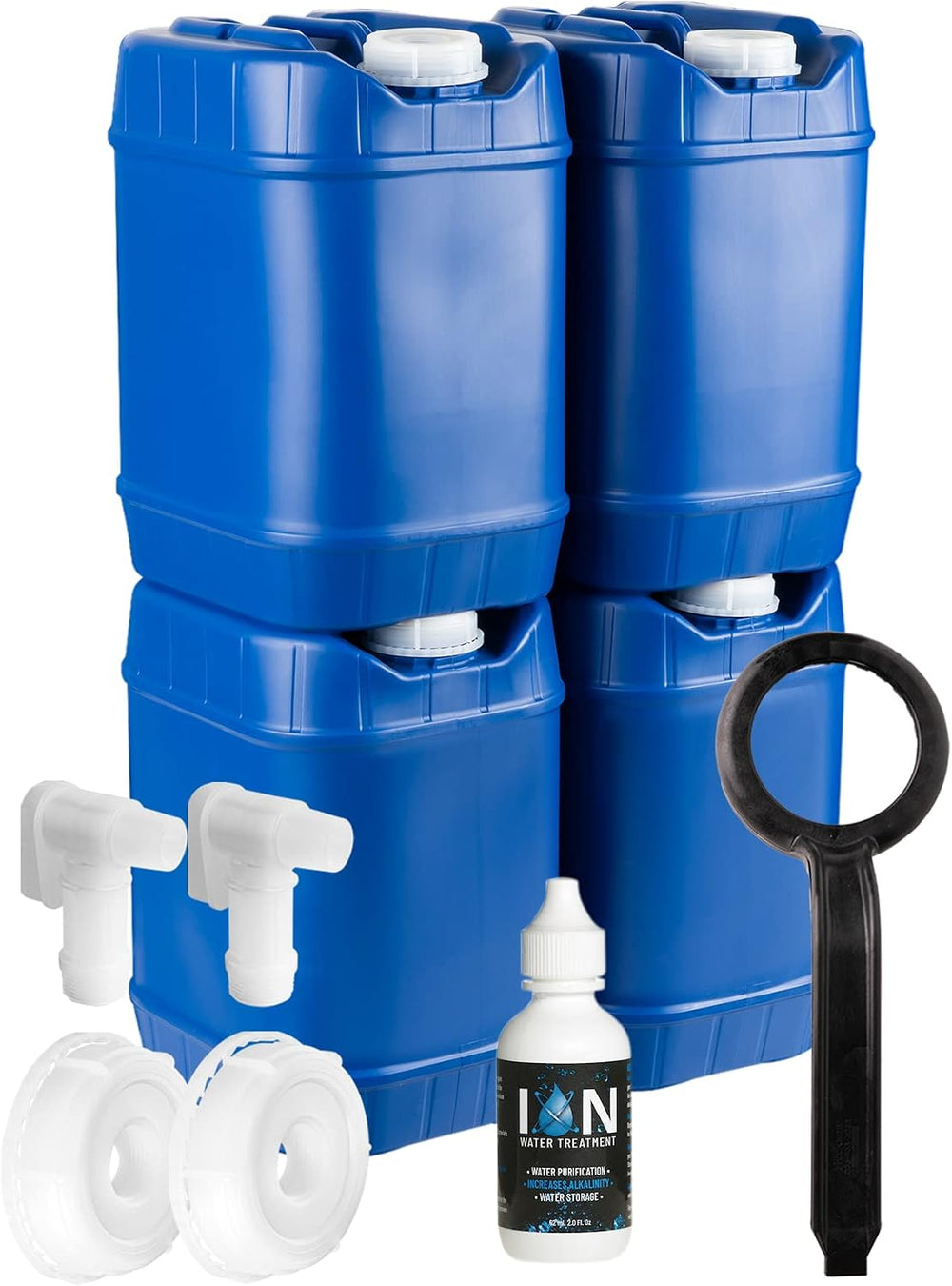 5-Gallon Stackable Water Storage Containers with Lids, Emergency Water Storag...