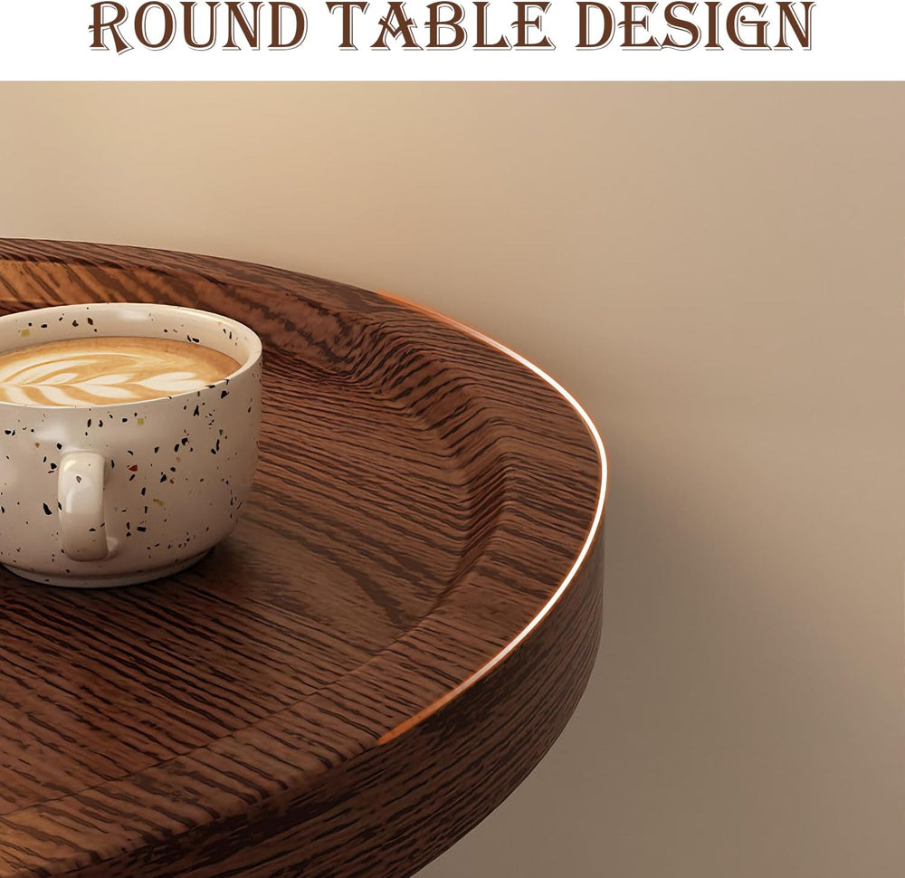 YUNMUARY-Walnut Wood Side Table,Modern Round Bed Tables Bedroom,Circle End Ta...