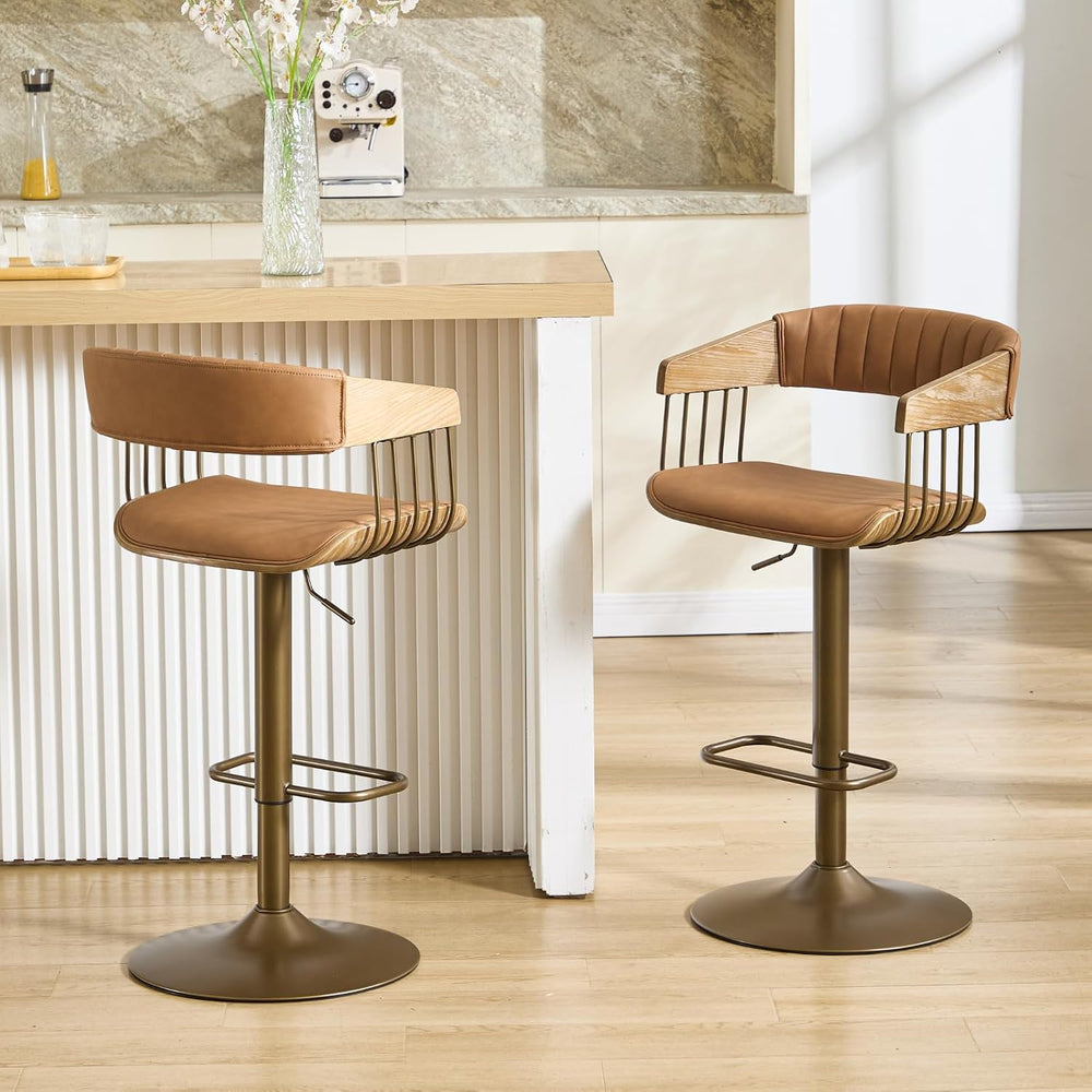 HEAH-YO Swivel Bar Stools Set of 2, Adjustable Counter Height Bar Stools with...