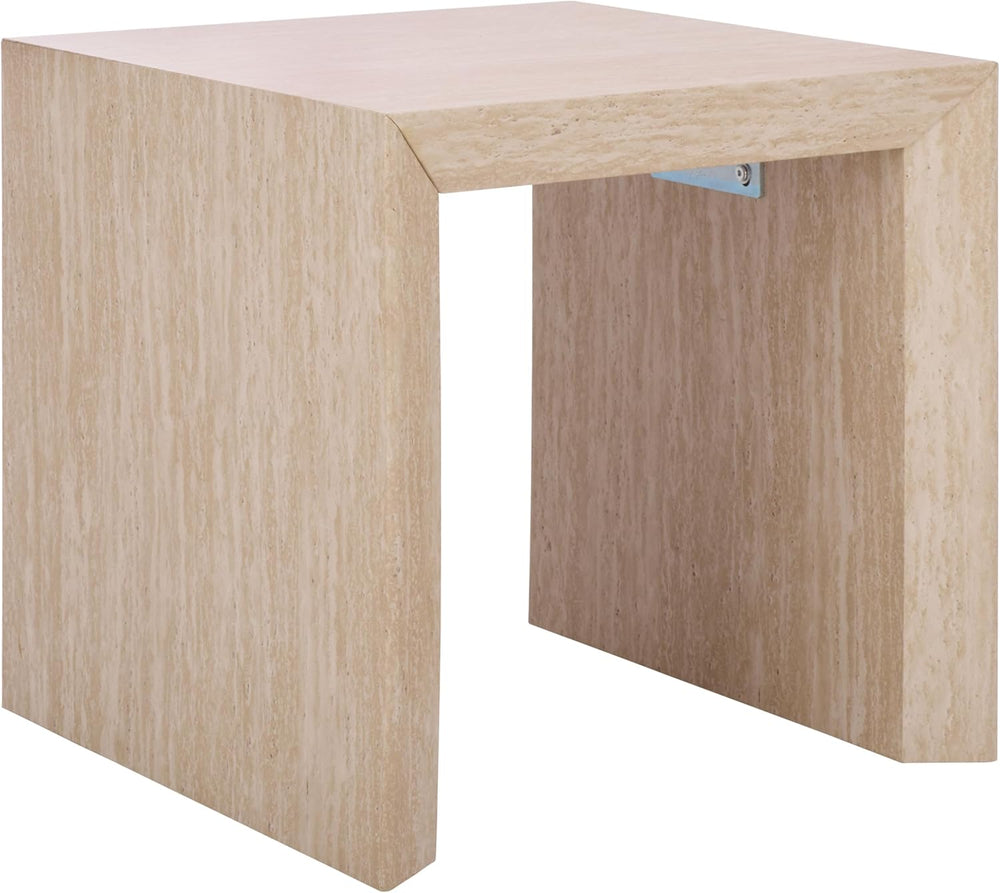SAFAVIEH Home Collection - Woodrow Square Accent Table, Neutral Beige Faux Tr...