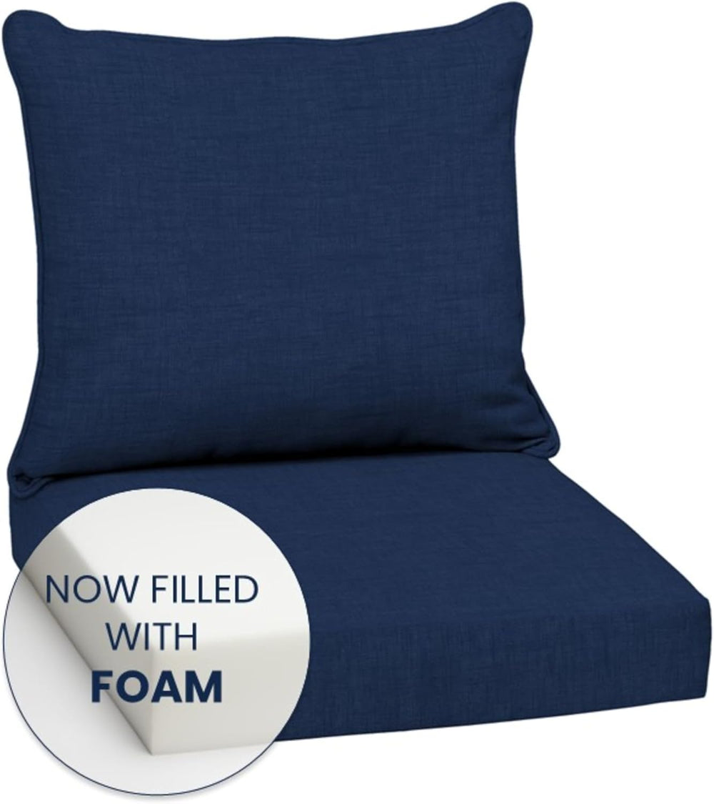 Arden Outdoor Chair Cushions, Patio Furniture, 24x24 Foam Deep Seat, 4 Sets