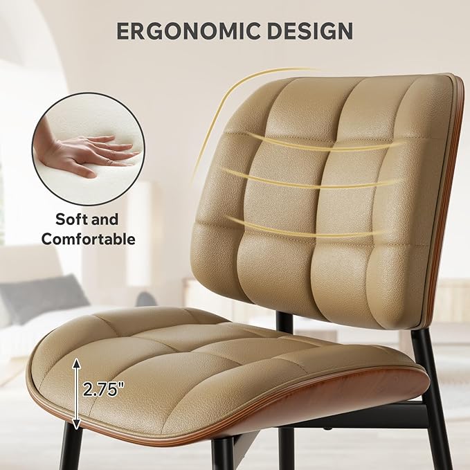 Dining Chairs Set of 6, Mid Century Modern Dining Room Chair, Upholstered Fau...