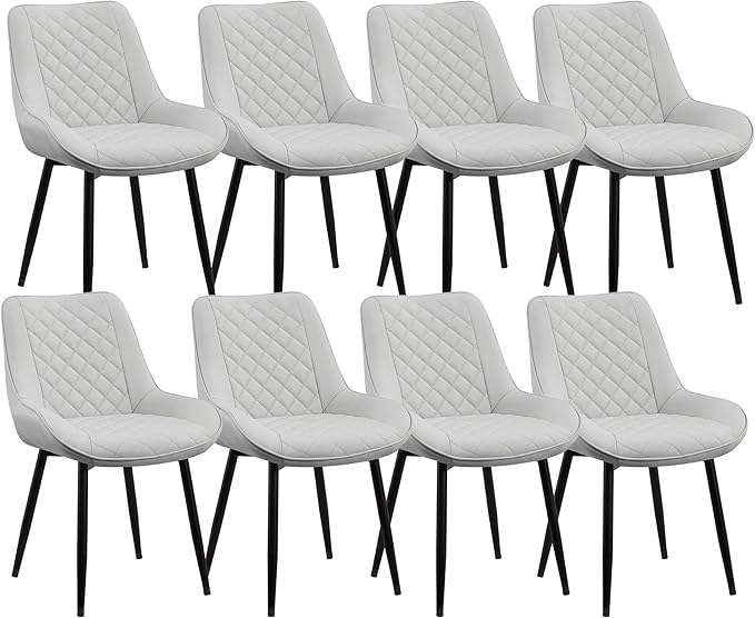 Dining Chair Set of 8, Modern Dining Chairs with Thick Cushions, Faux Leather...