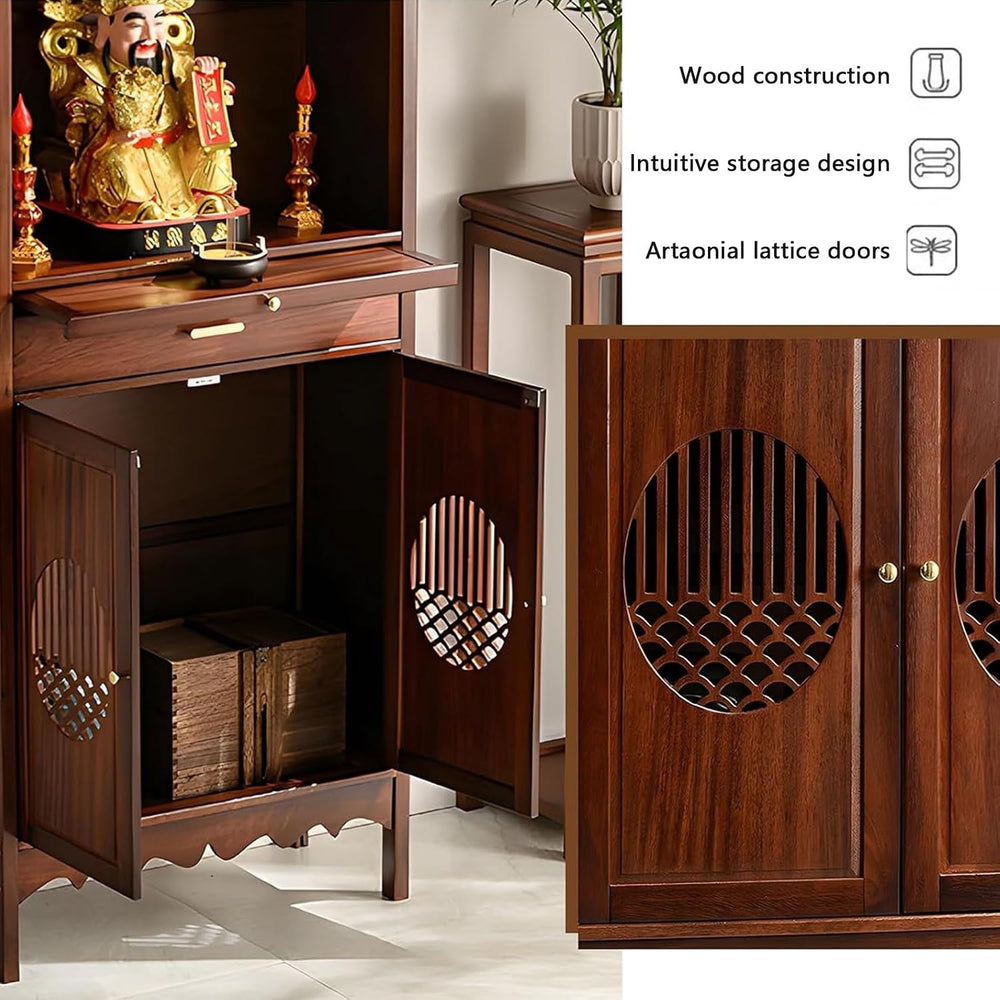 Wooden Buddhist Meditation Cabinet for Temple Display | Traditional Chinese S...