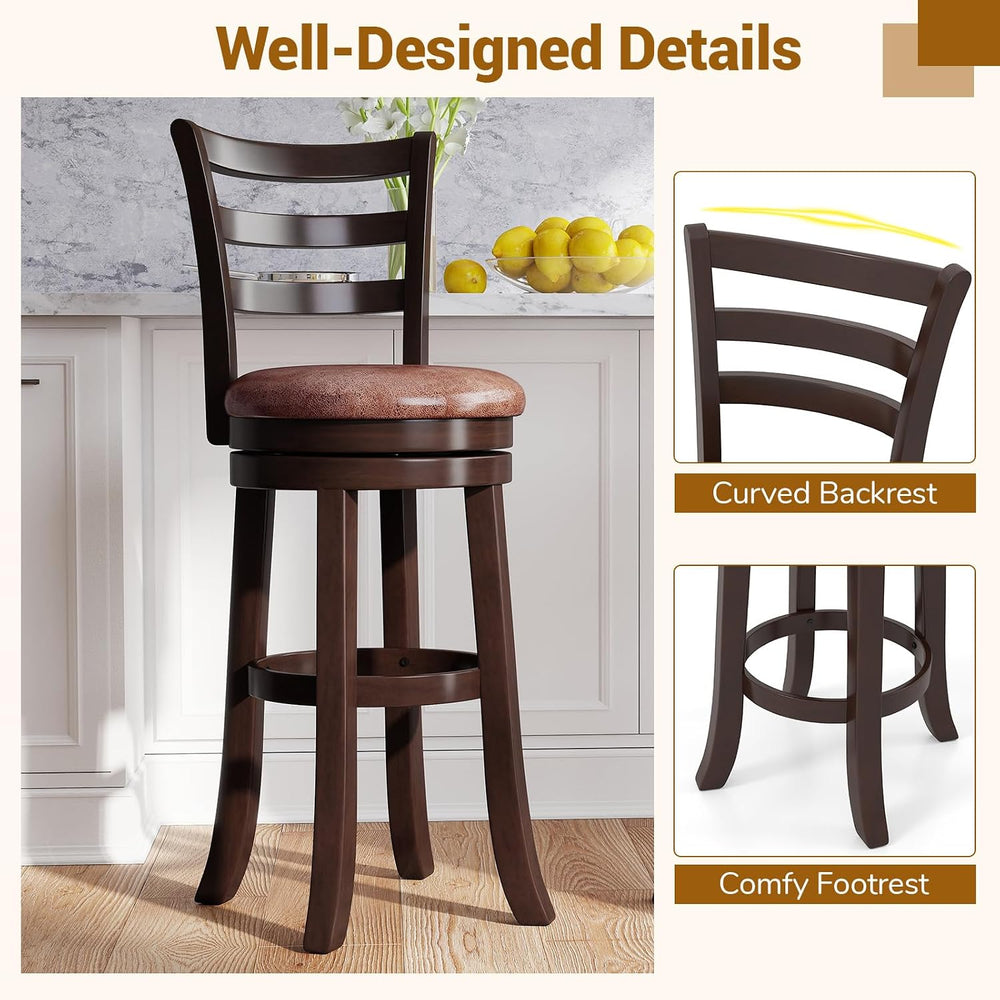 COSTWAY 30” Bar Height Stools Set of 4, Swivel l High-Top Chairs with Backres...