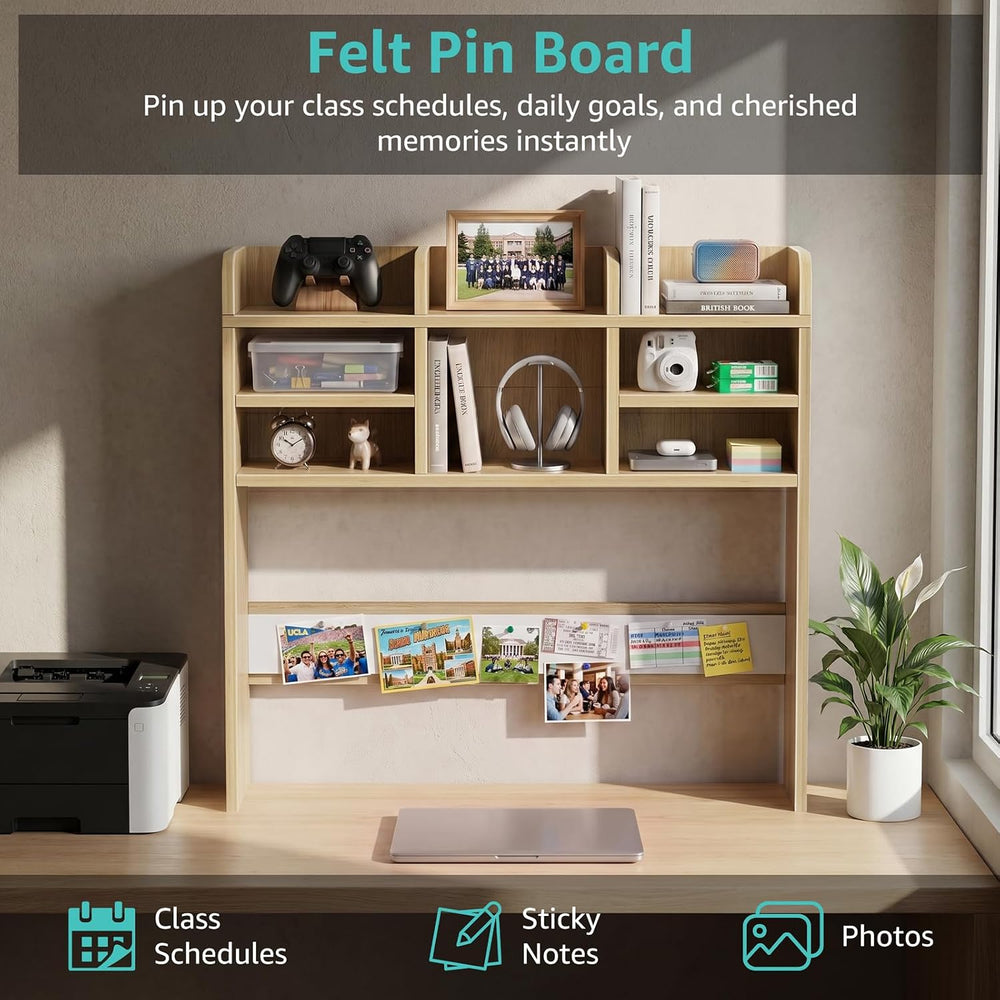 37 Inch Natural Wood Desk Hutch Dorm Top Only With Felt Board For College