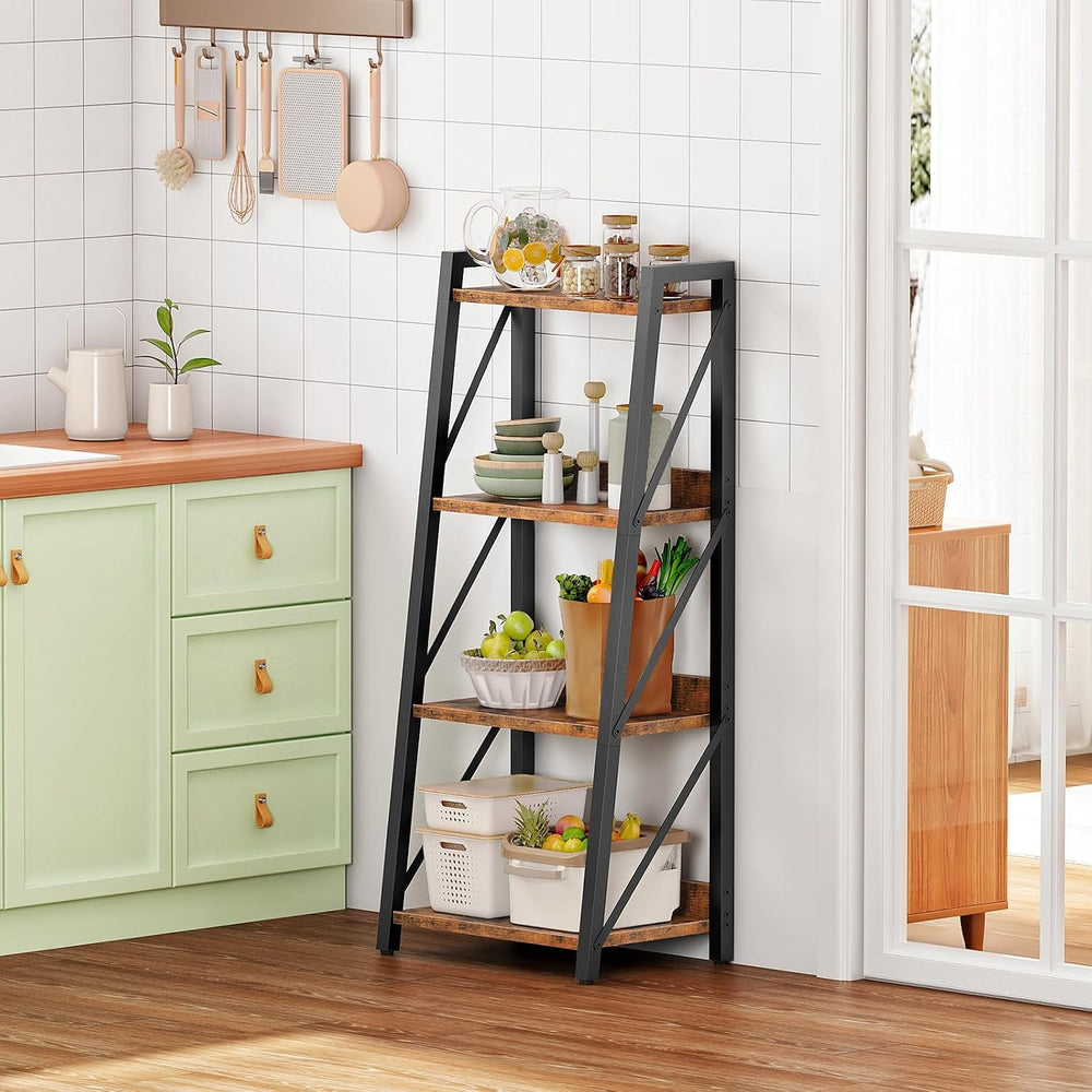 HOOBRO Ladder Shelf, 4-Tier Bookshelf, Corner Bookcase, Freestanding Storage ...