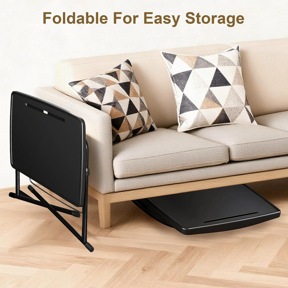 Max Large Black Folding TV Tray Table, XL Pro Adjustable Foldable TV Table wi...