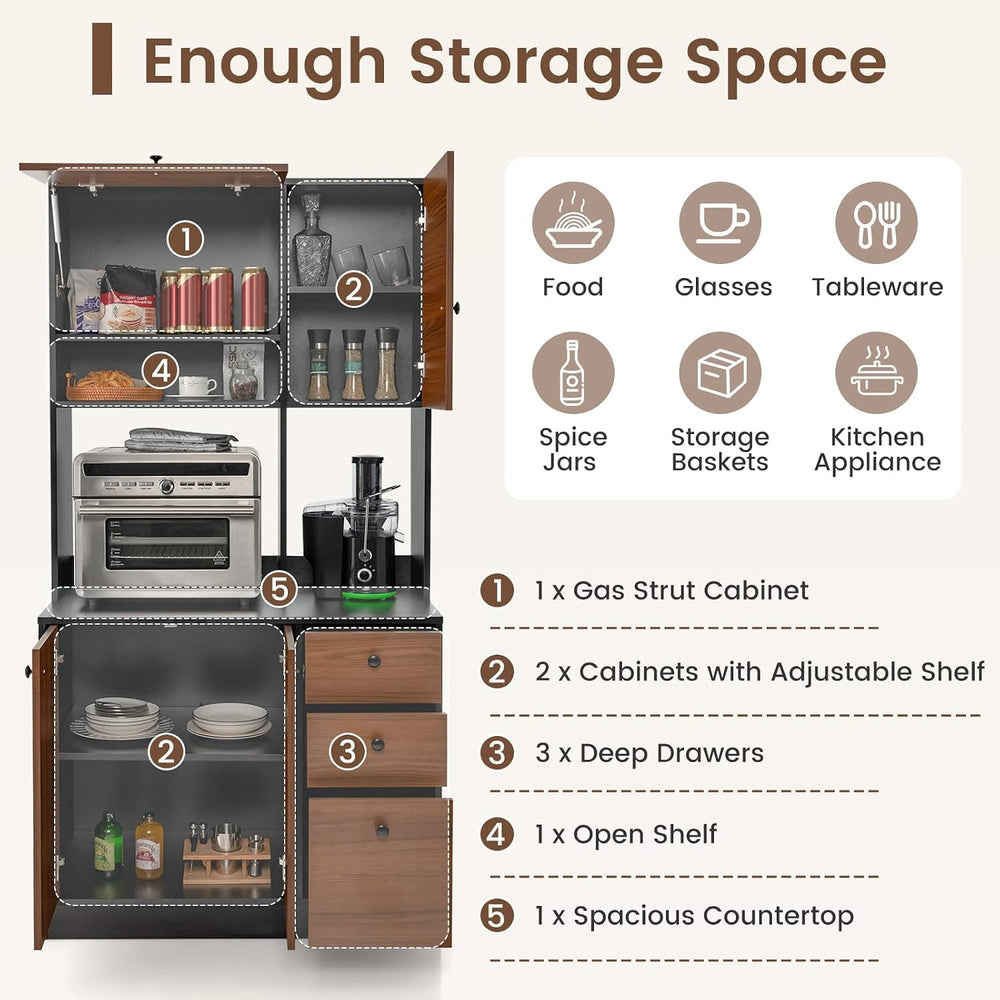 PETSITE Kitchen Buffet Hutch Storage Cabinet, 71" Freestanding Pantry wi...