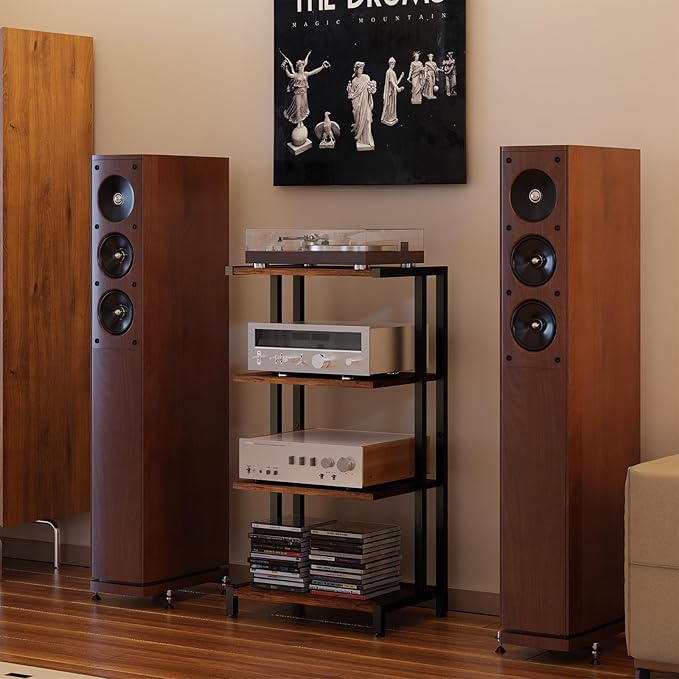 X-cosrack 16.5" Small 4-Tier AV Media Stand,Narrow Version Wooden Corner...