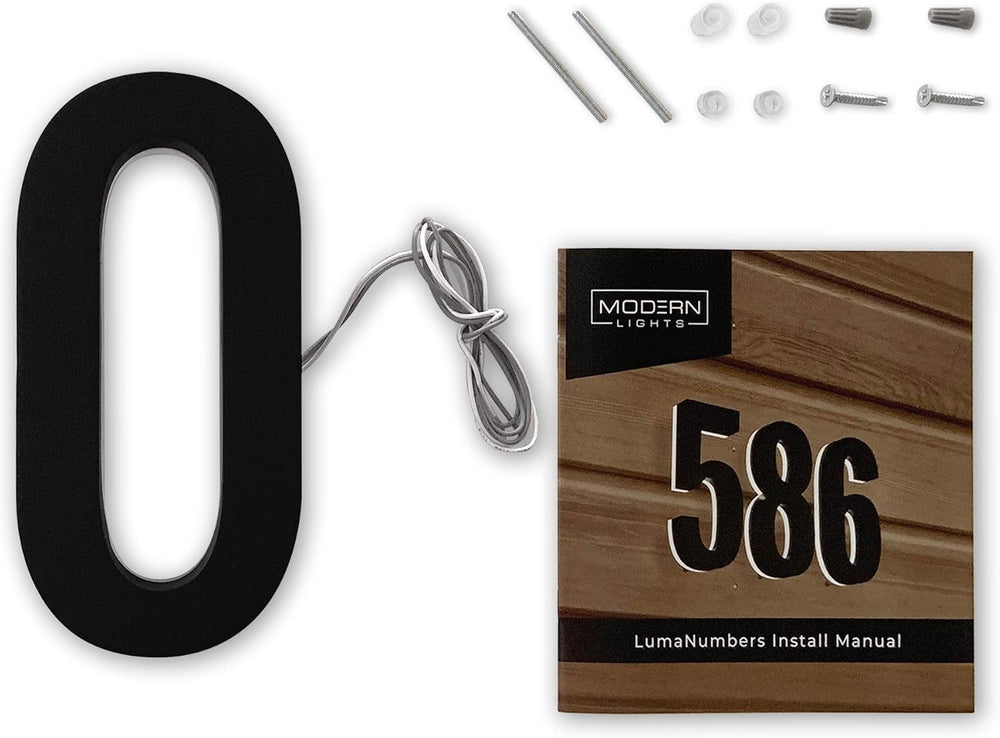 7 Inch Backlit LED House Number, ABS Polymer, 2700K Warm Light (6, Black)