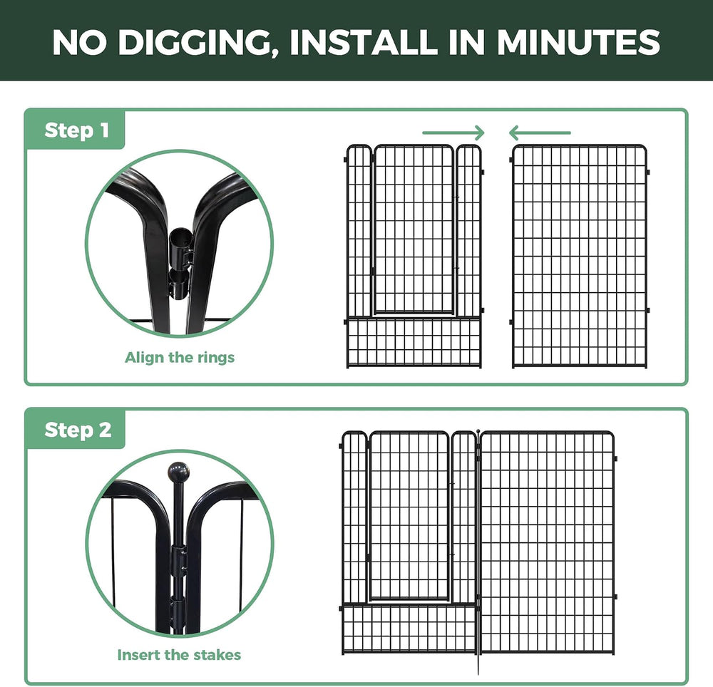 FXW No Dig Garden Fence, Outdoor for Yard, 50in(H) x 62.6ft(L), 24 Panels