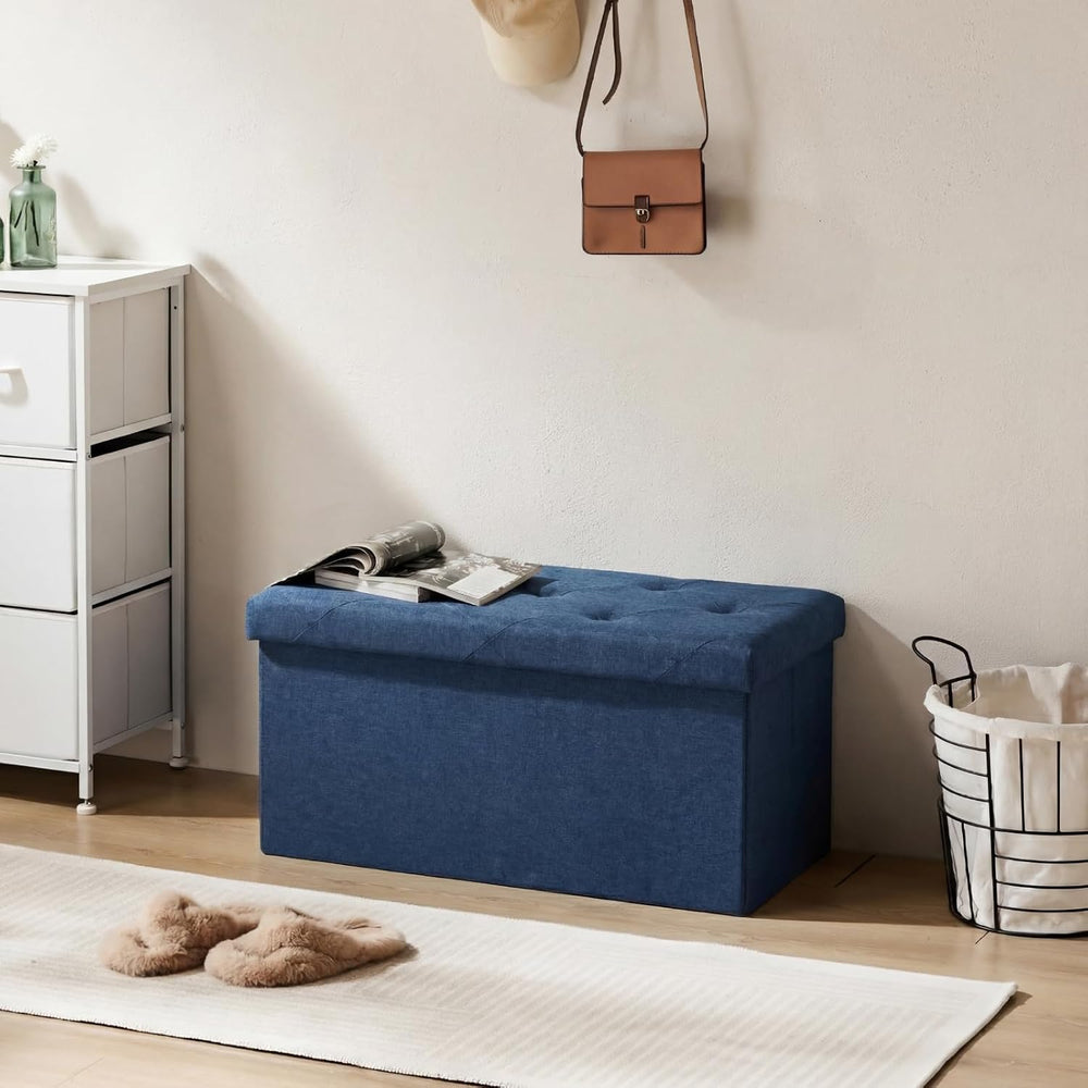 DUMOS 30 Inch Foldable Storage Ottoman Bench, Large Ottoman with Storage