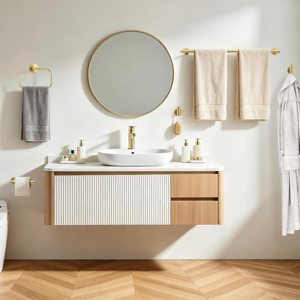 STWWO 5-Piece Gold Bathroom Accessories 24 Inch Towel Racks for Bathroom