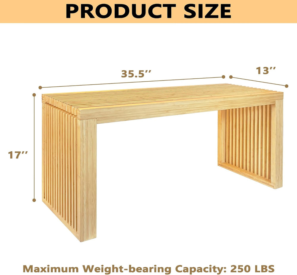 Bamboo Dining Bench, Wood Bench, Bench Seat Wooden for Kitchen, Living Room, ...