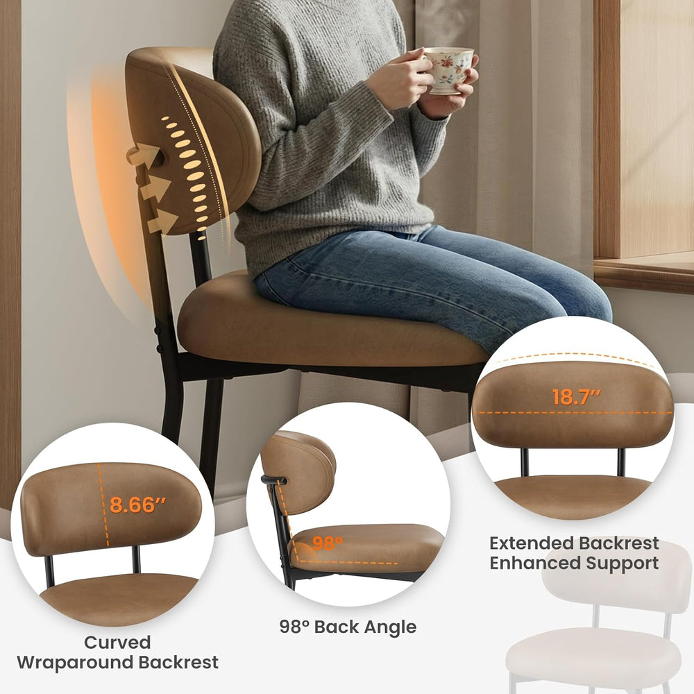 Upholstered Dining Chairs Set of 6, Modern Faux Leather Kitchen Chairs with C...