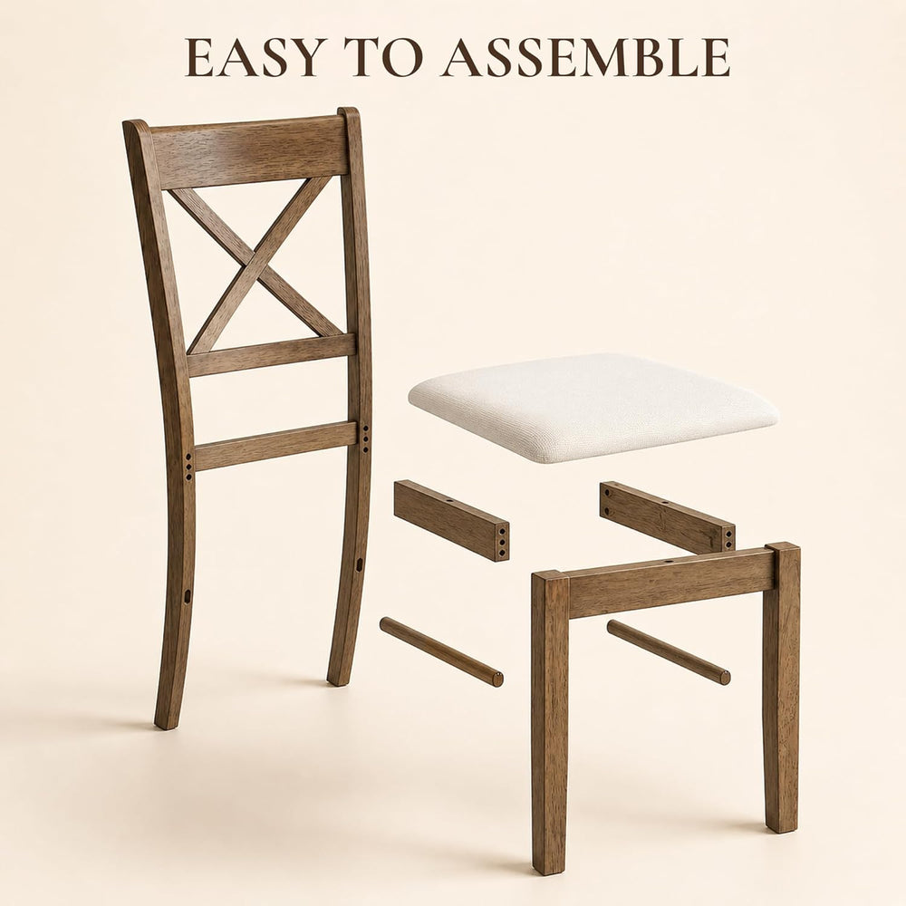 HOMCOM Dining Chairs Set of 2, Upholstered Kitchen Chairs with Rubberwood Fra...