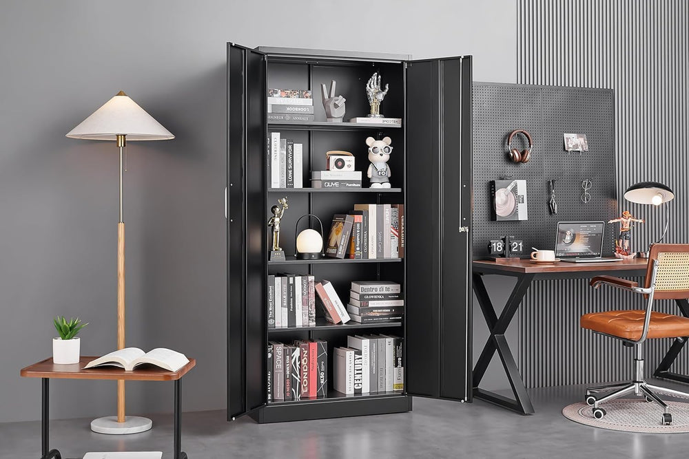 Guizeeopo Metal Storage Cabinet with Adjustable Shelves, Garage Storage Cabin...
