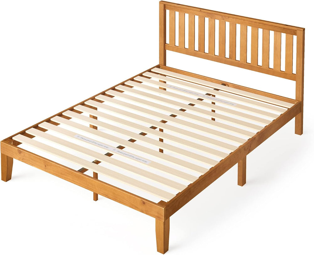 Zinus Alexia Solid Wood Platform Bed Frame with Headboard, Queen