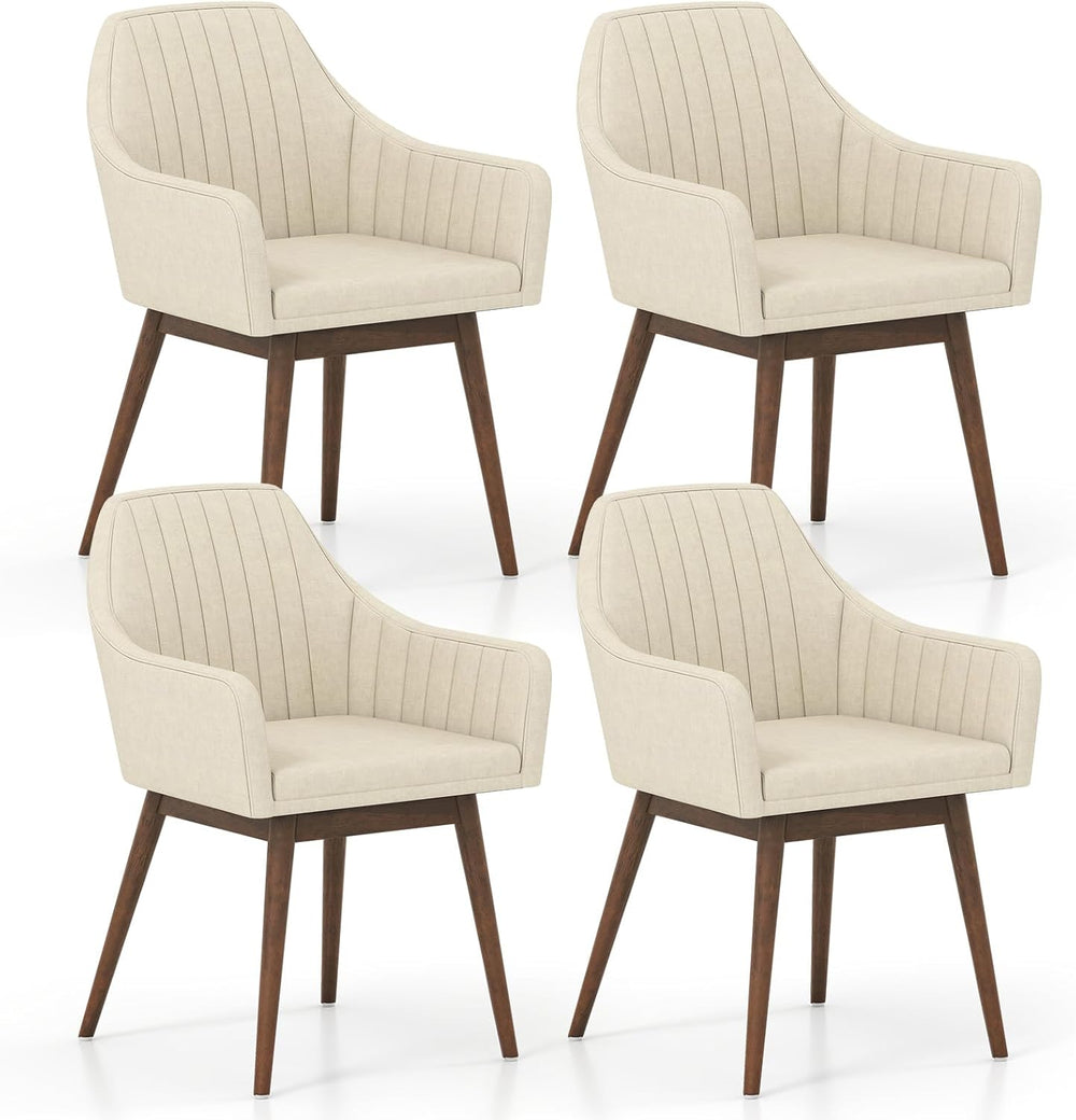 GOFLAME Upholstered Dining Chairs Set of 4, Fabric Kitchen Chairs with Rubber...