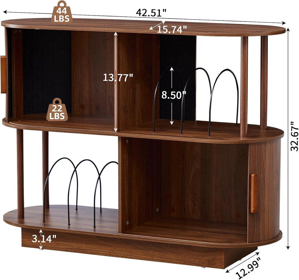 40" Mid Century Record Player Stand Storage Cabinet with, Turntable Stan...