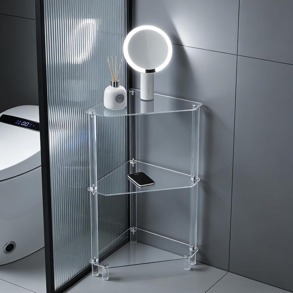 DYNAMI Clear Acrylic Side Table,3 Tier Triangle End Table Small Corner Accent...