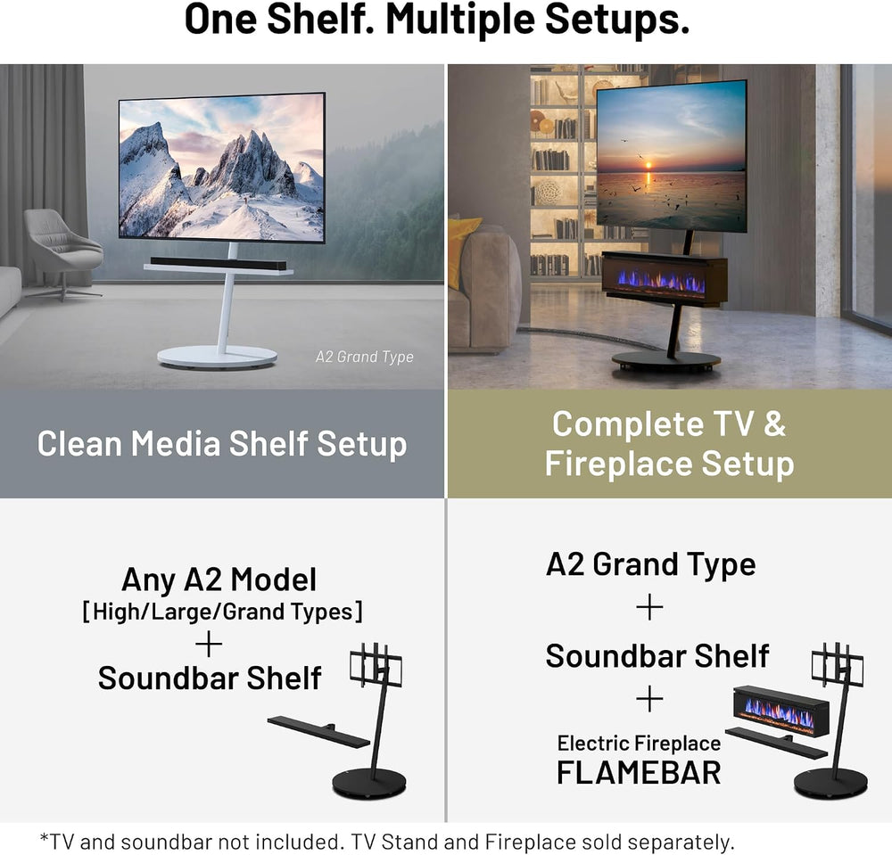 WALL 37.4" Soundbar Shelf for TV Stand Seven Stand A2 Models, Satin Whit...