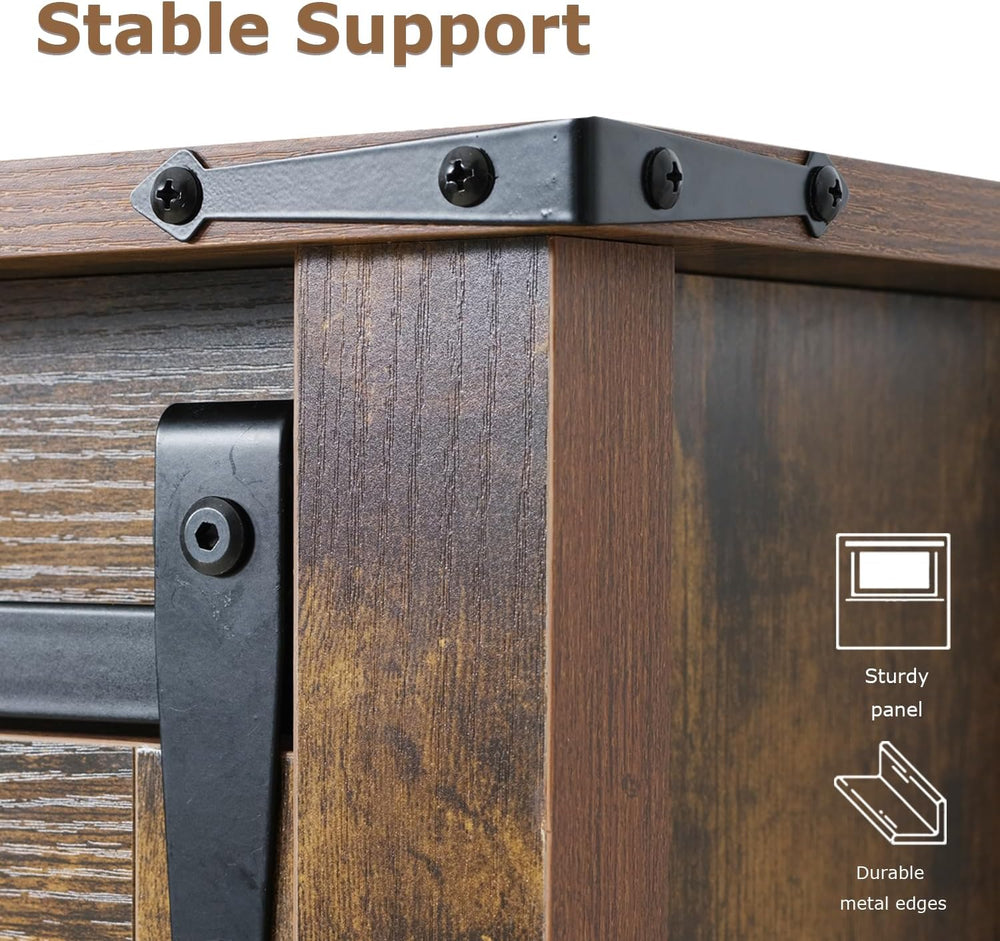 Entryway Table with Storage, Farmhouse Buffet Cabinet Coffee Bar Kitchen Isla...