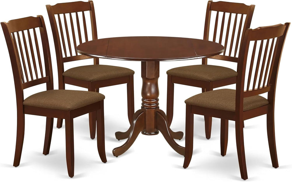 East West Furniture DLDA5-MAH-C 5 Piece Kitchen Table Set for 4 Includes a Ro...