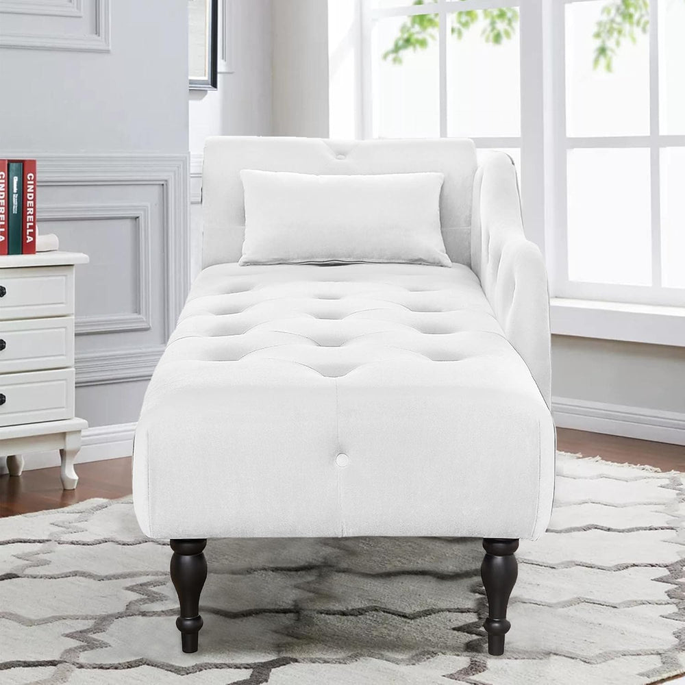 Holaki Velvet Chaise Lounge,Indoor Accent Chaise Chair with Pillow,Button Tuf...