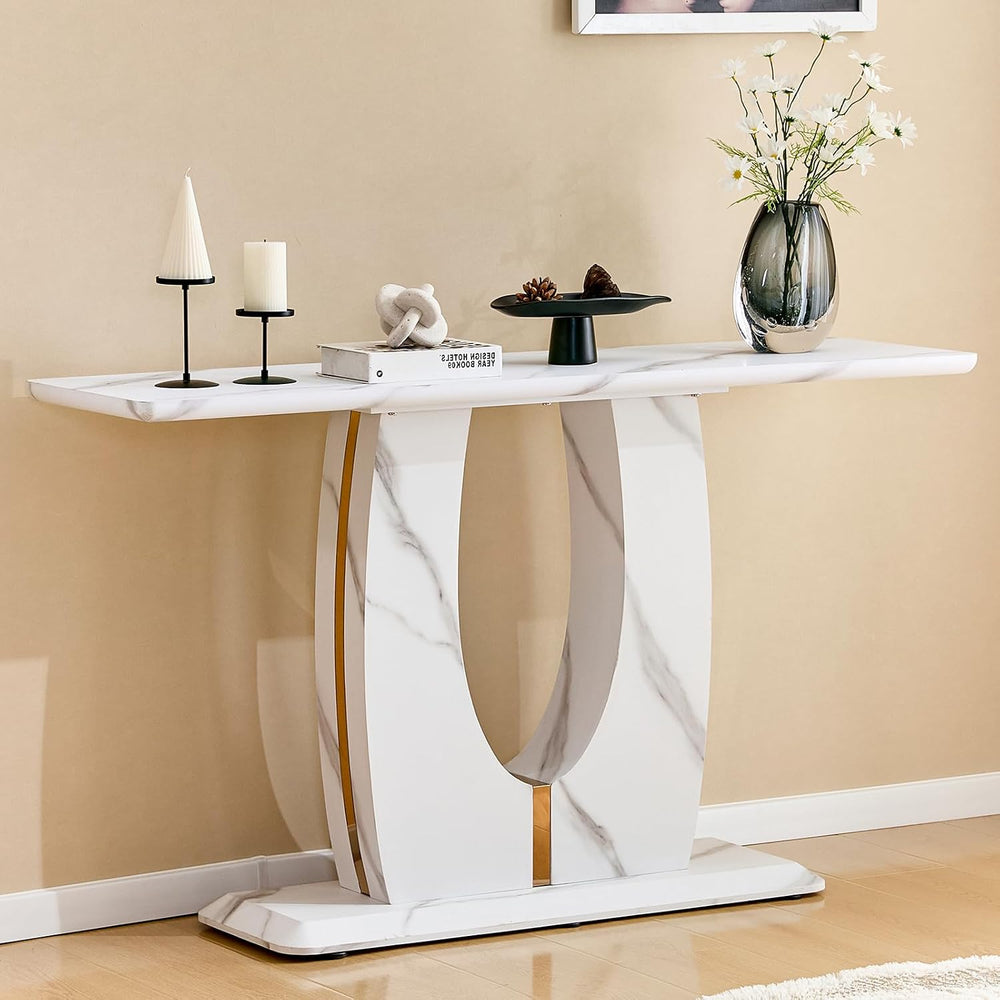 LKTART 55" MDF Console Table for Entryway, Narrow Entryway Table with Fa...