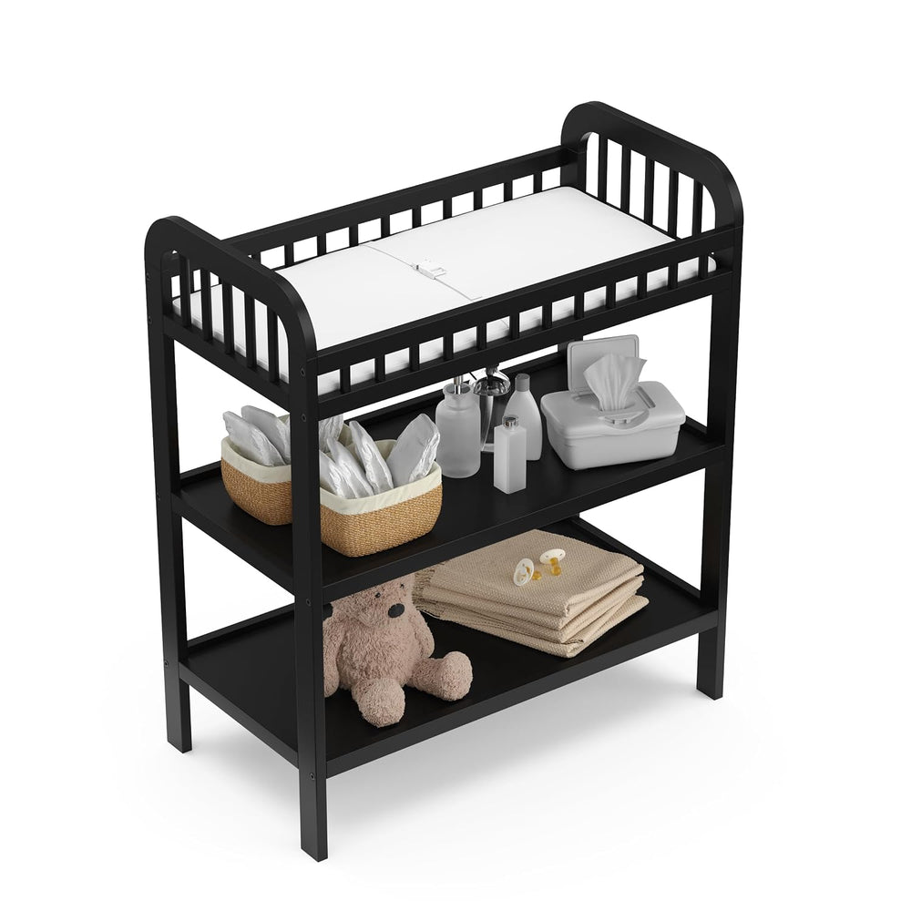 Storkcraft Pasadena Changing Table with Water-Resistant Changing Pad, Black