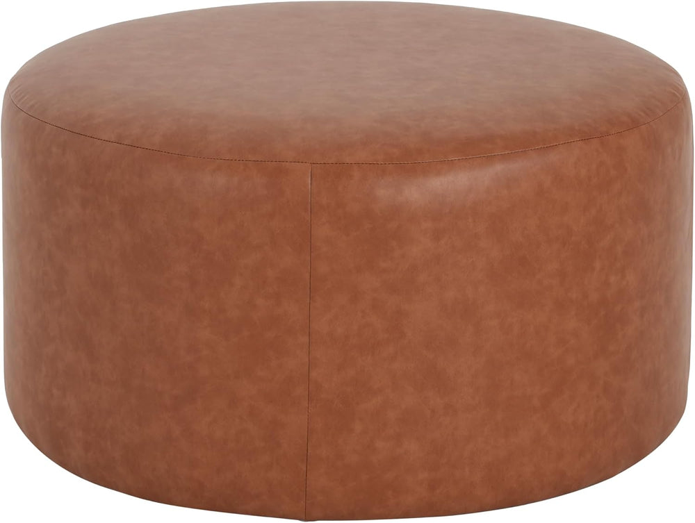 Merax 30.25" Modern Upholstered Round PU Leather Ottoman, Multifunctiona...