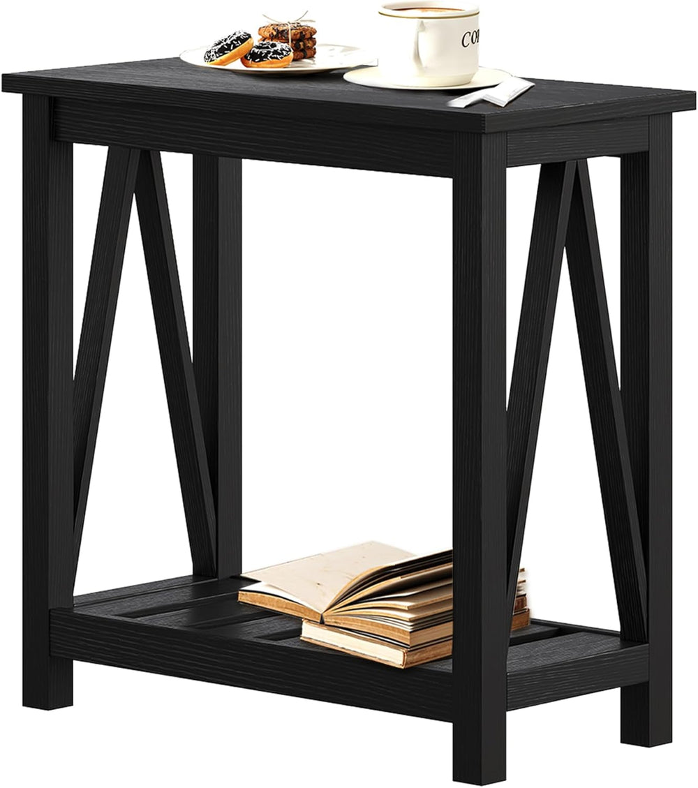 ChooChoo Farmhouse End Table, Narrow Side Table, Slim End Table with Storage ...