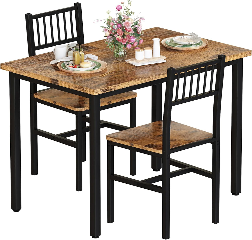 AWQM 3 Piece Dining Table Set for 2, Small Kitchen Table Set for 2 with Chair...