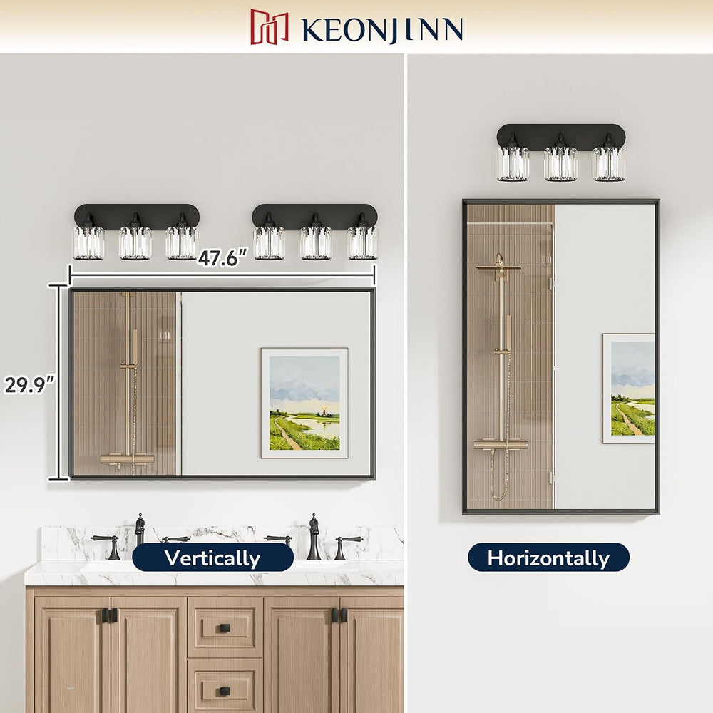 Keonjinn 48 x 30 Inch Brushed Nickel Bathroom Mirrors for Over Sink